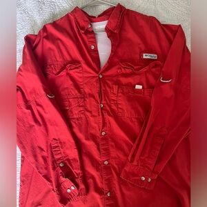 Columbia Men’s PFG Bahama Long Sleeve Shirt in Rust